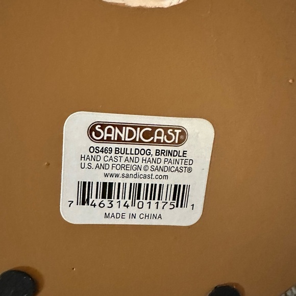 Original Size Sandicast Sculpture Brindle Fawn Bulldog Tongue Out Sitting 2006 - Picture 12 of 15